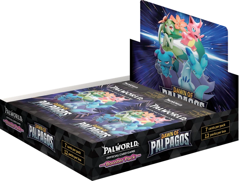Dawn of Palpagos booster box opened to show booster packs